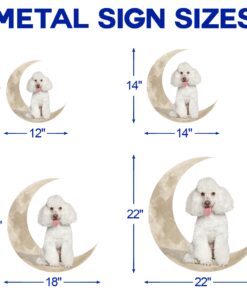 white toy poodle dog and moon hanging metal sign qnk879msv27a 8782