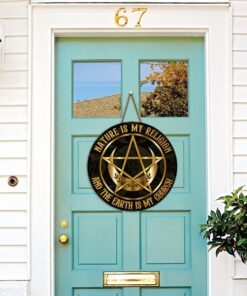 wicca wooden sign nature is my religion and the earth is my church bnt444wd 5861