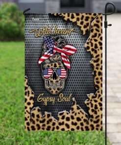 wild heart gypsy soul leopard skull flag 6243