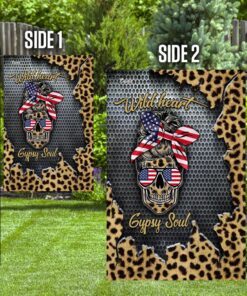wild heart gypsy soul leopard skull flag 8286