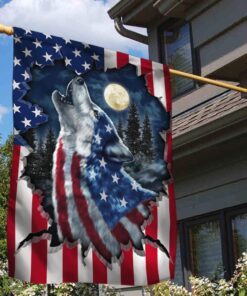 wolf howling american flag ddh3142f 1326