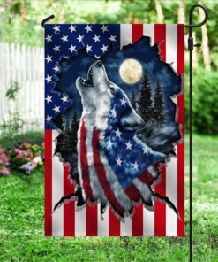 wolf howling american flag ddh3142f 7490