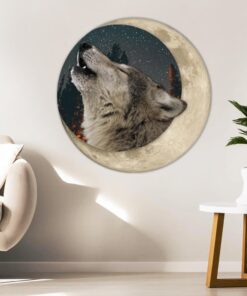 wolf howling moon hanging metal sign ttv406ms 2931