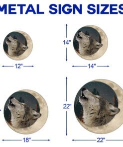 wolf howling moon hanging metal sign ttv406ms 5448