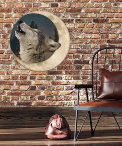 wolf howling moon hanging metal sign ttv406ms 6445