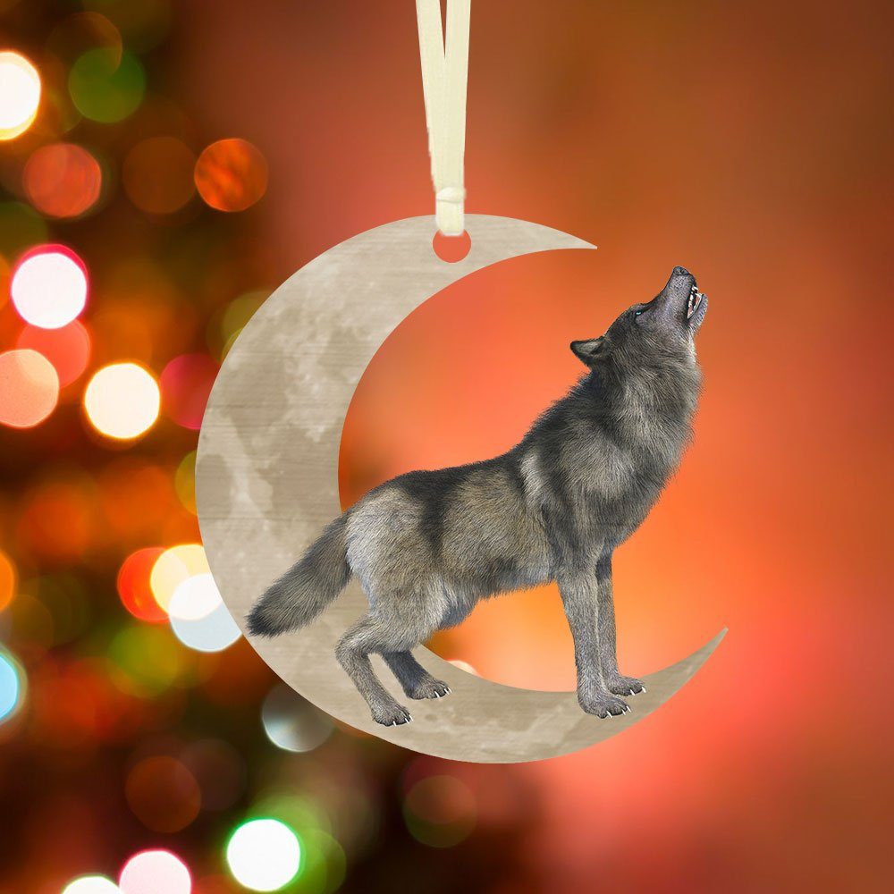 Wolf Ornament, Wolf Howling And Moon Ornament QNK1005Ov3 - Image 5