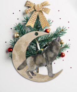 wolf ornament, wolf howling and moon ornament qnk1005ov3 2854