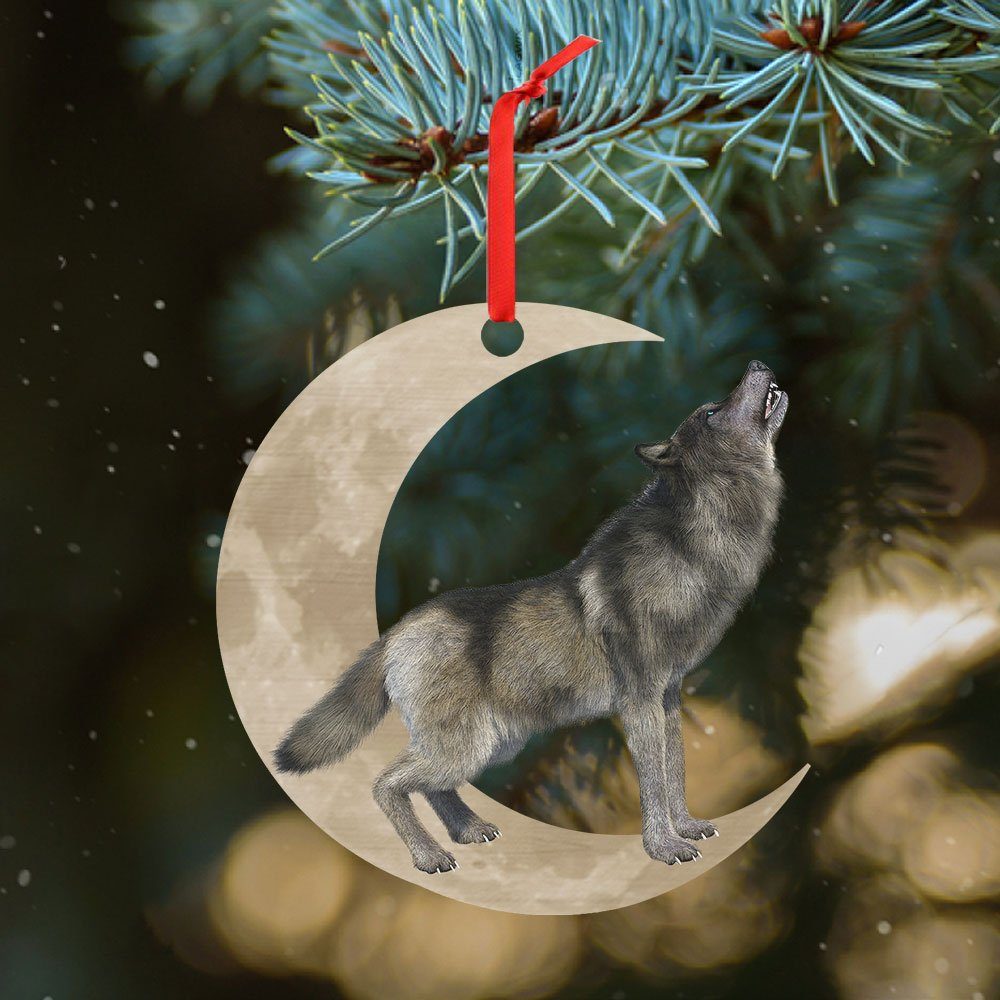Wolf Ornament, Wolf Howling And Moon Ornament QNK1005Ov3 - Image 4