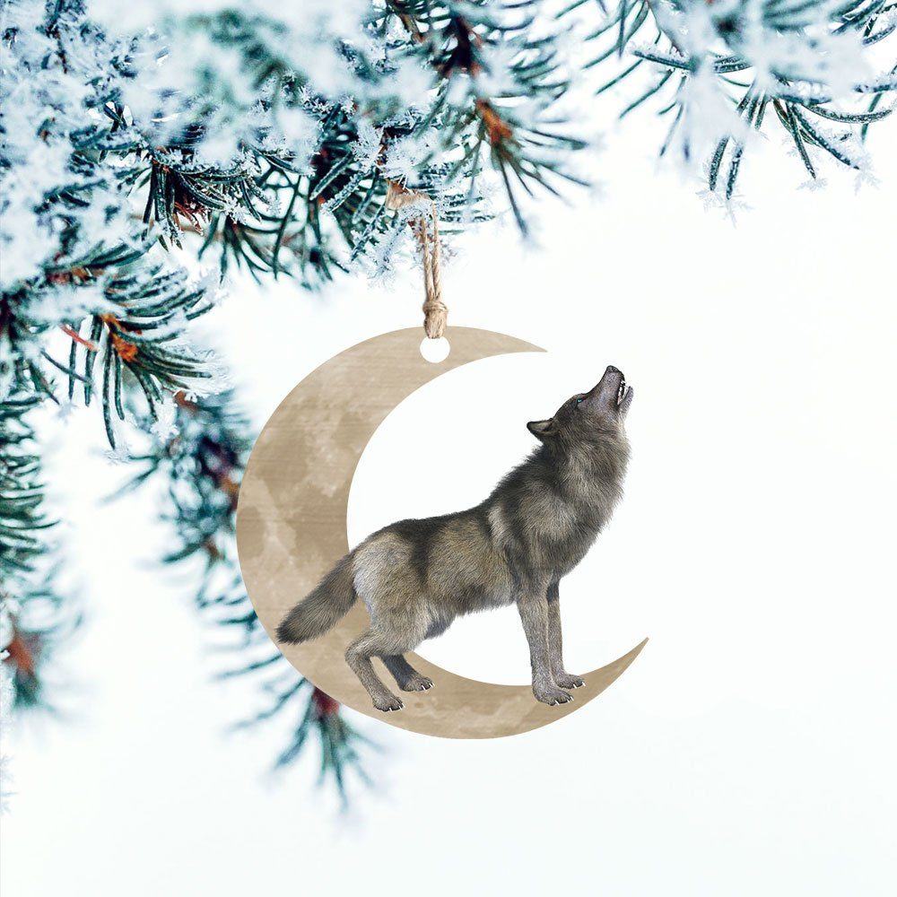 Wolf Ornament, Wolf Howling And Moon Ornament QNK1005Ov3 - Image 3