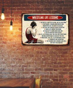 wrestling life lessons hanging metal sign lha1636ms 2504