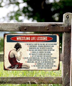 wrestling life lessons hanging metal sign lha1636ms 3211