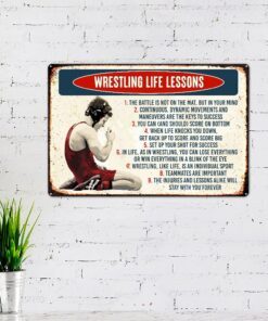Wrestling Life Lessons Hanging Metal Sign LHA1636MS
