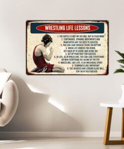 wrestling life lessons hanging metal sign lha1636ms 7906