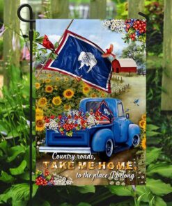 wyoming country roads flag 7910