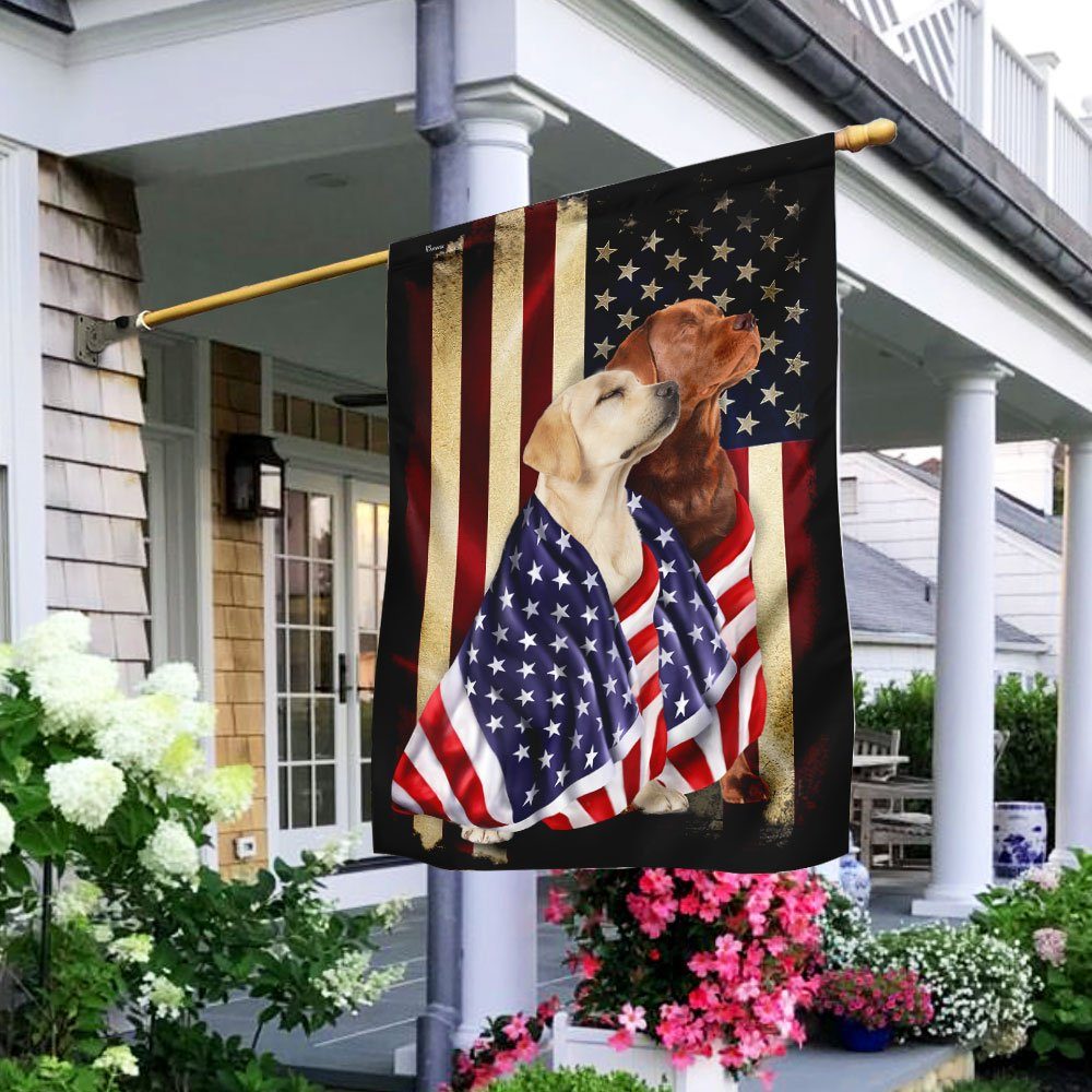 Yellow And Red Fox Labrador Retriever Flag Flagwix™ American Patriot Flag With Lovely Retrievers Dog Photo - Image 2