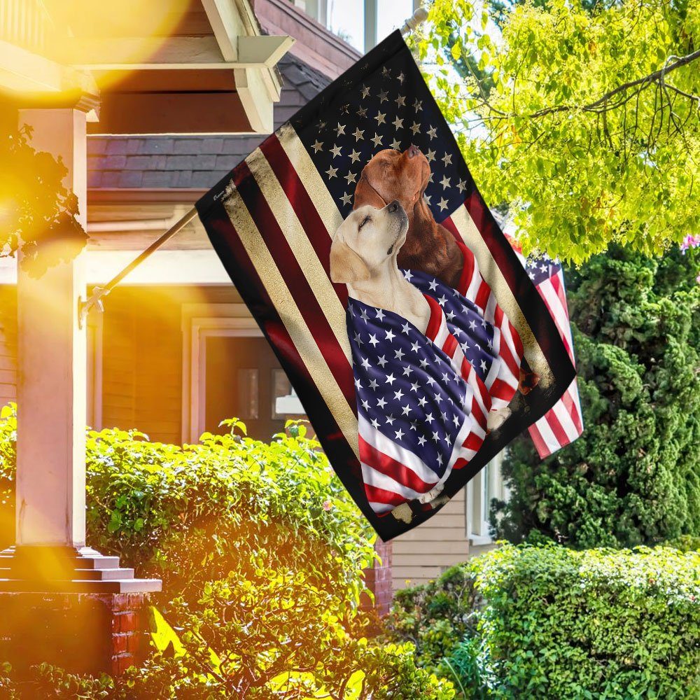 Yellow And Red Fox Labrador Retriever Flag Flagwix™ American Patriot Flag With Lovely Retrievers Dog Photo - Image 3