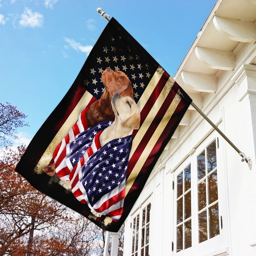 Yellow And Red Fox Labrador Retriever Flag Flagwix™ American Patriot Flag With Lovely Retrievers Dog Photo
