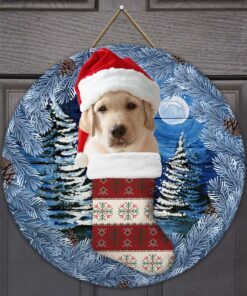 Yellow Labrador Christmas Wooden Sign PS1210T4WD