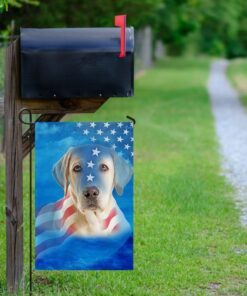 yellow labrador dog american flag 3840