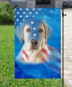 yellow labrador dog american flag 8063
