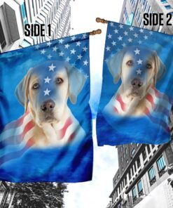 yellow labrador dog american flag 8935