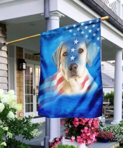 yellow labrador dog american flag 8942