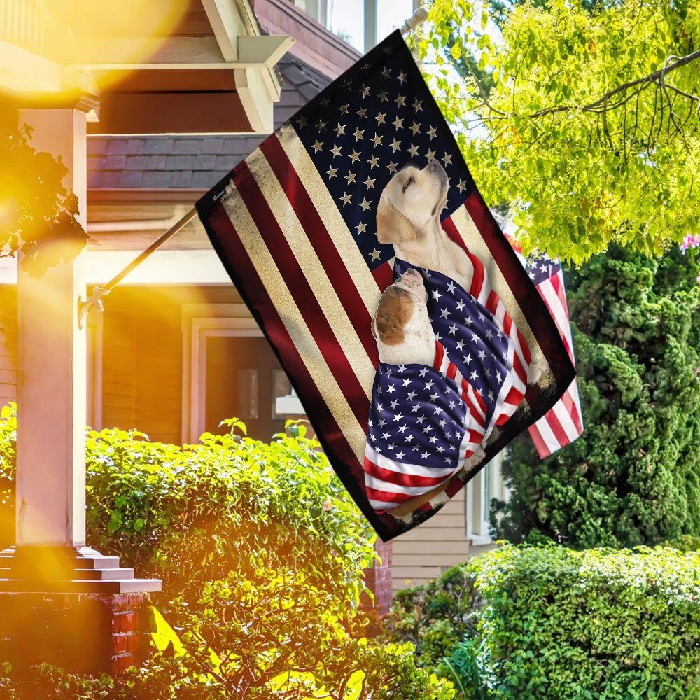 Yellow Labrador Retriever And English Bulldog American Patriot Flag - Image 2