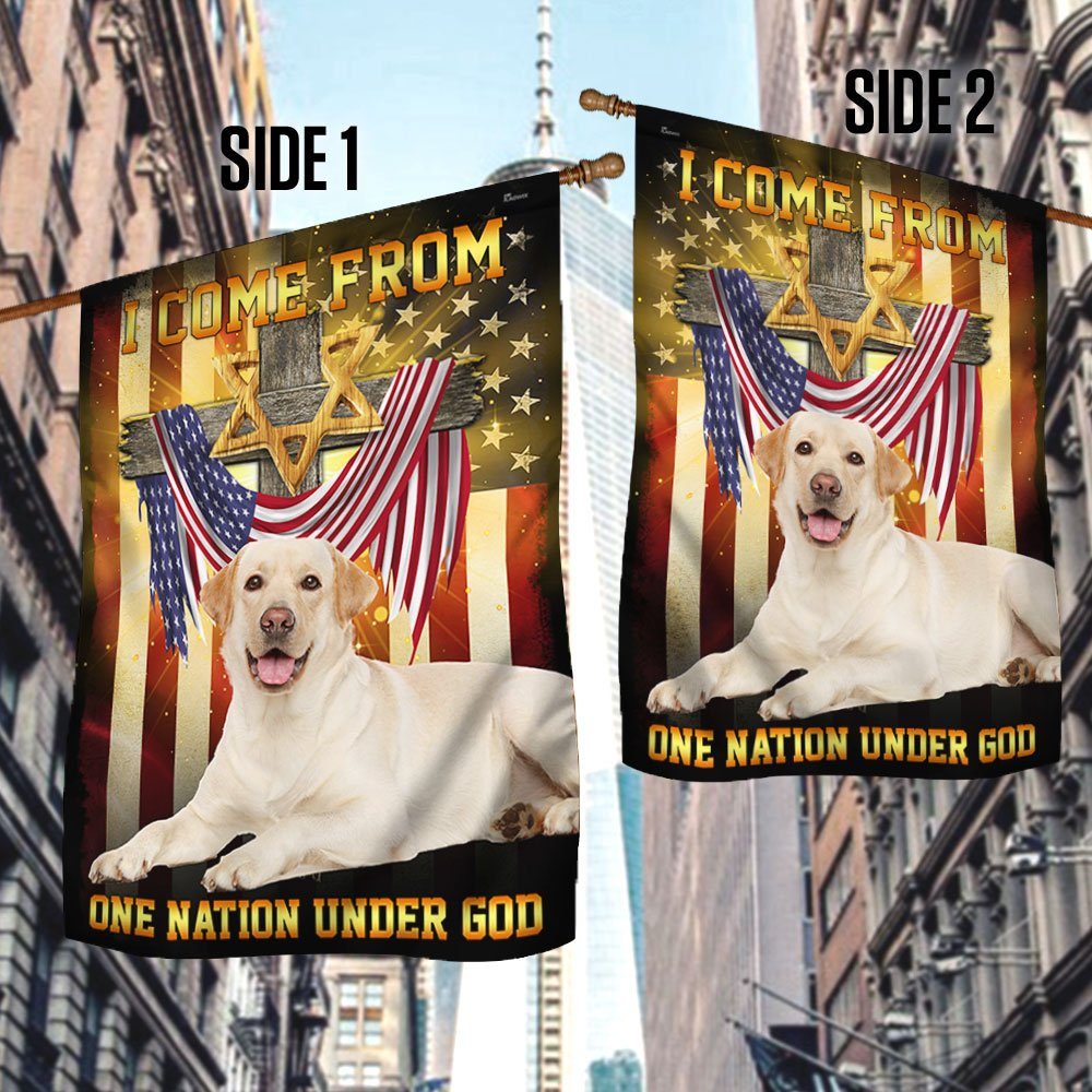 Yellow Labrador Retriever Dog Flag One Nation Under God LNT91F - Image 3
