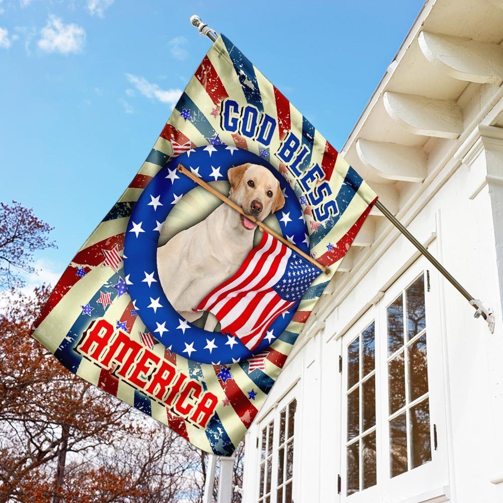 Yellow Labrador Retriever God Bless America 4th Of July Flag QNK833Fv1a - Image 3