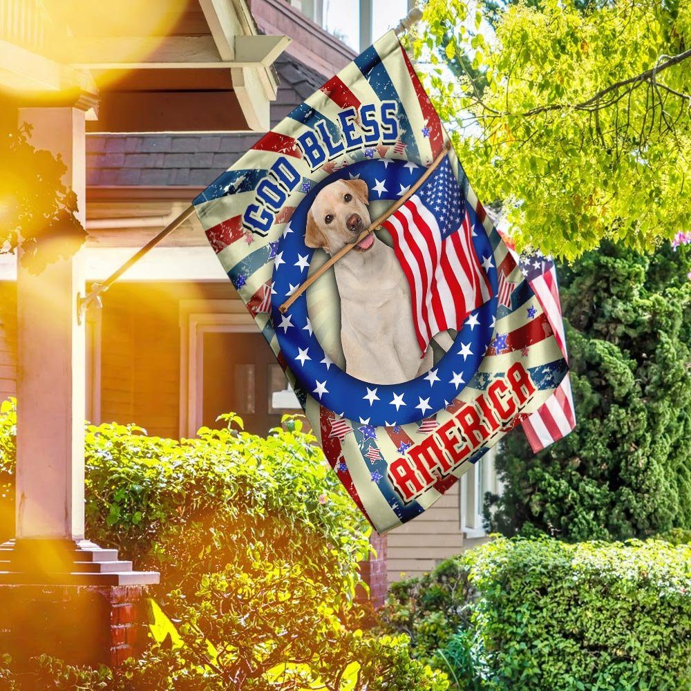 Yellow Labrador Retriever God Bless America 4th Of July Flag QNK833Fv1a - Image 2