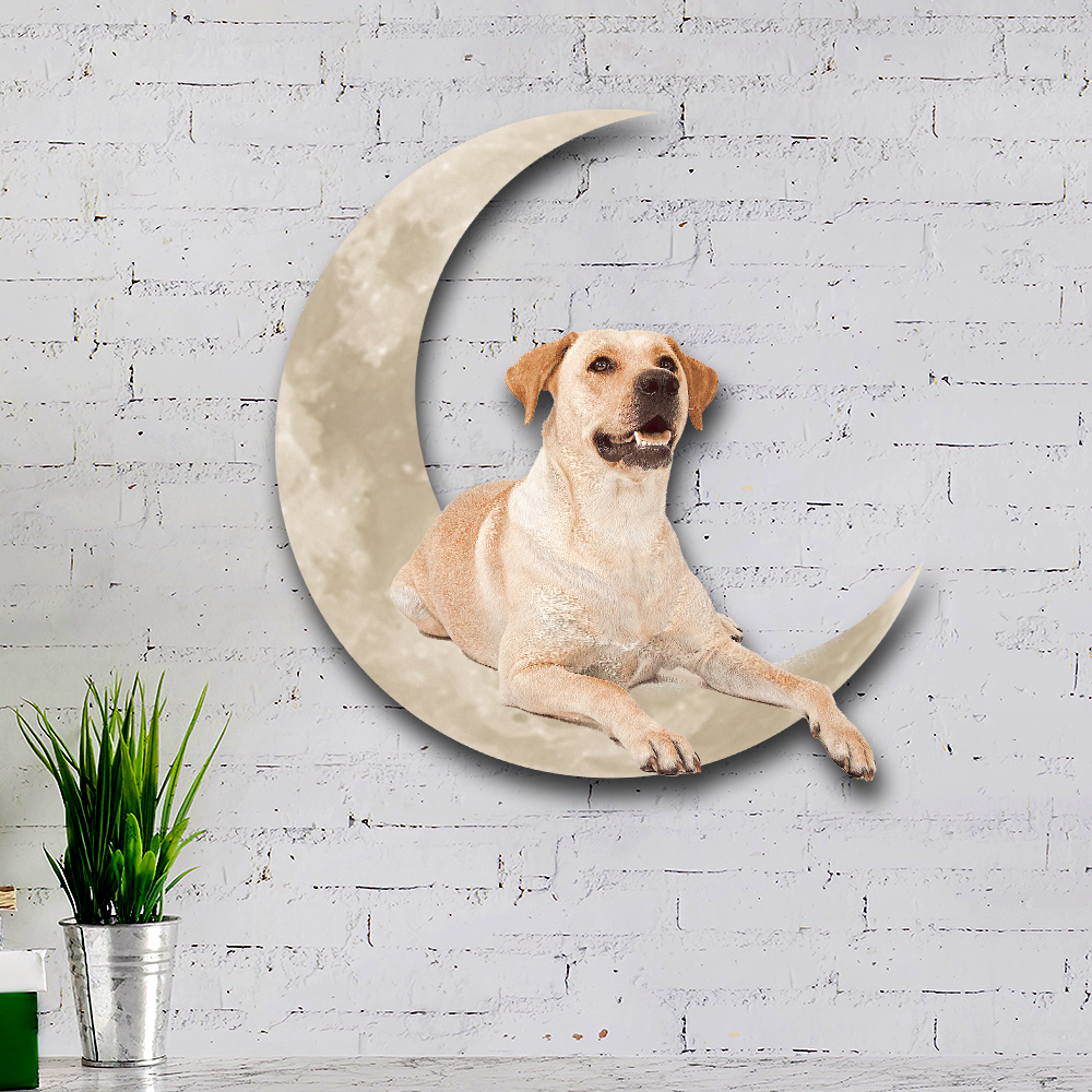 Yellow Labrador Retriever On The Moon Hanging Metal sign QNK1012MSv1a - Image 2