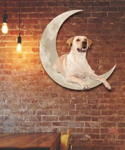 Yellow Labrador Retriever On The Moon Hanging Metal sign QNK1012MSv1a