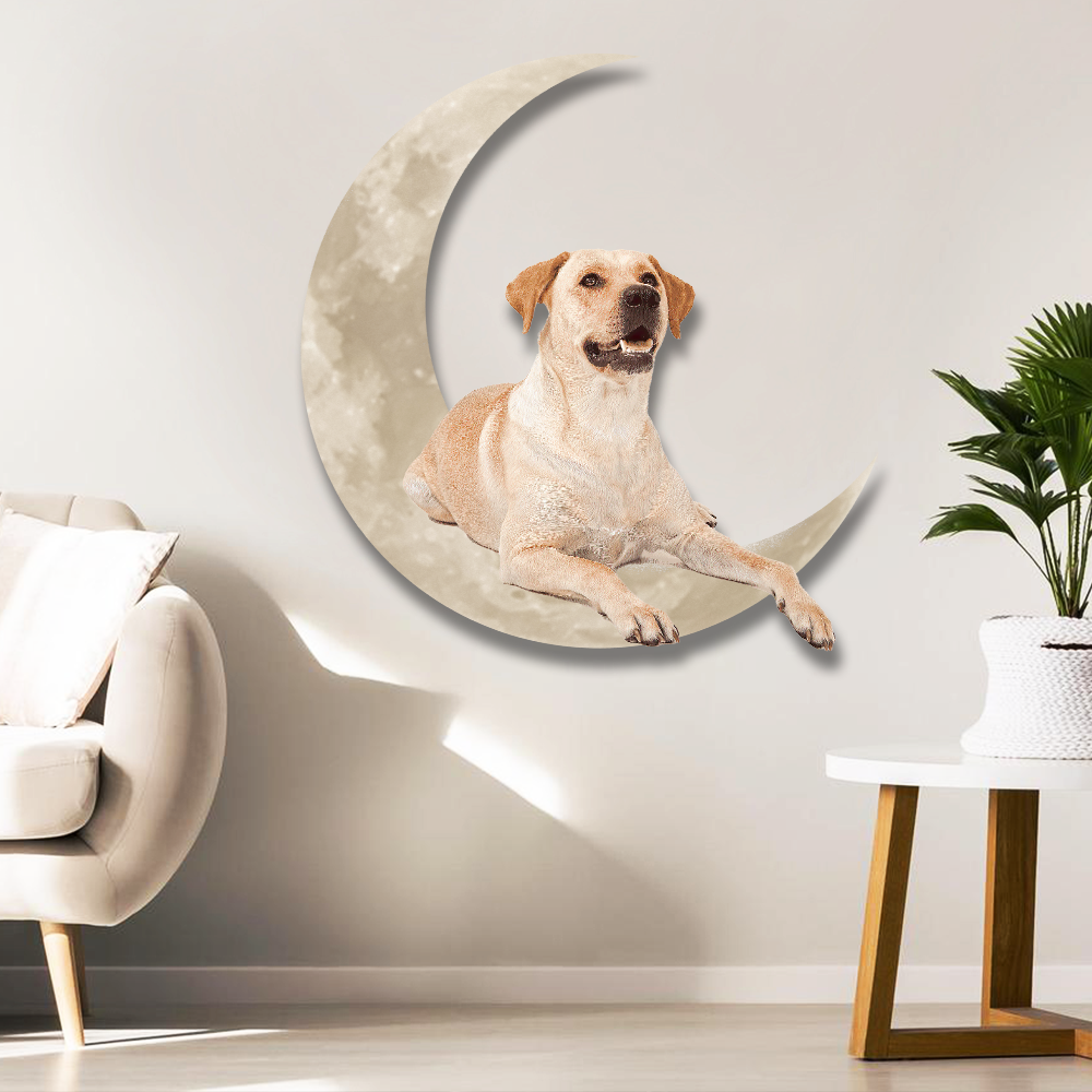Yellow Labrador Retriever On The Moon Hanging Metal sign QNK1012MSv1a - Image 3