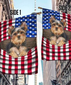 yorkie. yorkshire terrier american flag thb3647fv1 4225