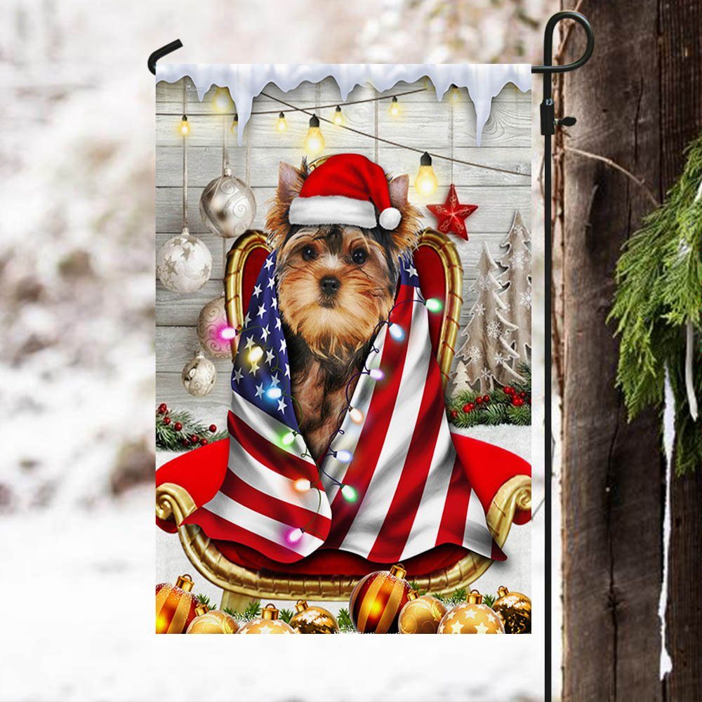 Yorkie Christmas Wrap In Glory American Flag THH3477F - Image 4