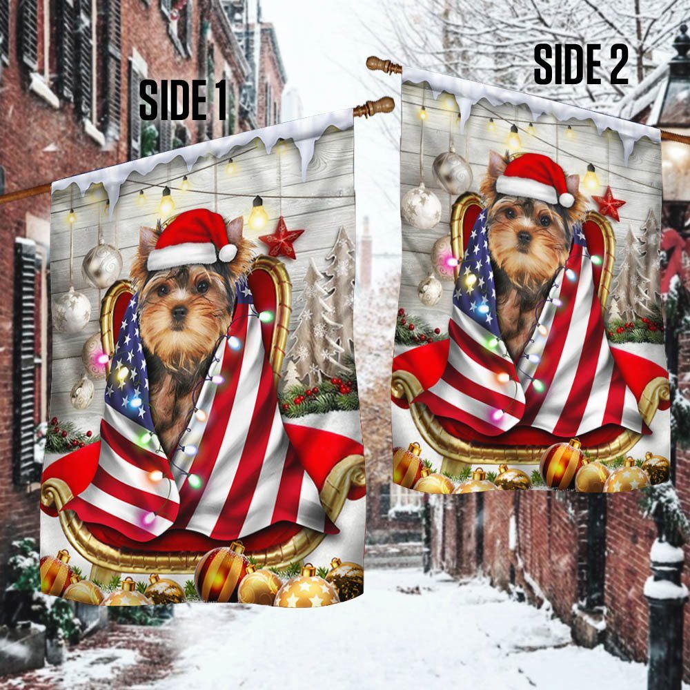 Yorkie Christmas Wrap In Glory American Flag THH3477F - Image 3