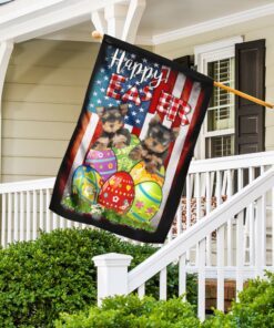 yorkie dog easter egg hunt flag 7099