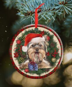 Yorkies Ceramic Ornament Dog Lover Christmas Ornament QTR321Ov17