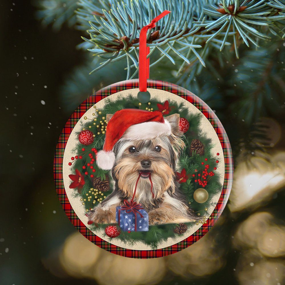 Yorkies Ceramic Ornament Dog Lover Christmas Ornament QTR321Ov17