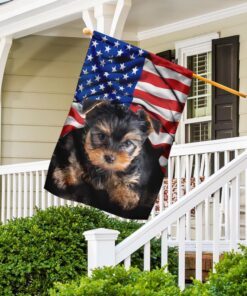 Yorkshire Terrier. American Patriot Flag