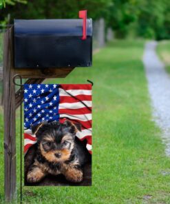 yorkshire terrier. american patriot flag 4604