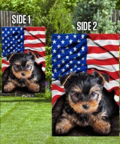 yorkshire terrier. american patriot flag 5737