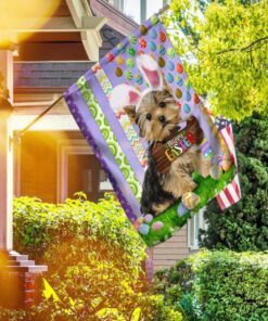Yorkshire Terrier. Happy Easter American Flag