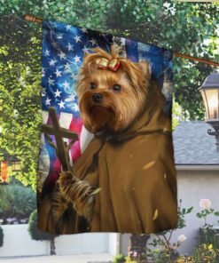 yorkshire terrier dog pastor flag pray believe lnt38f 1298