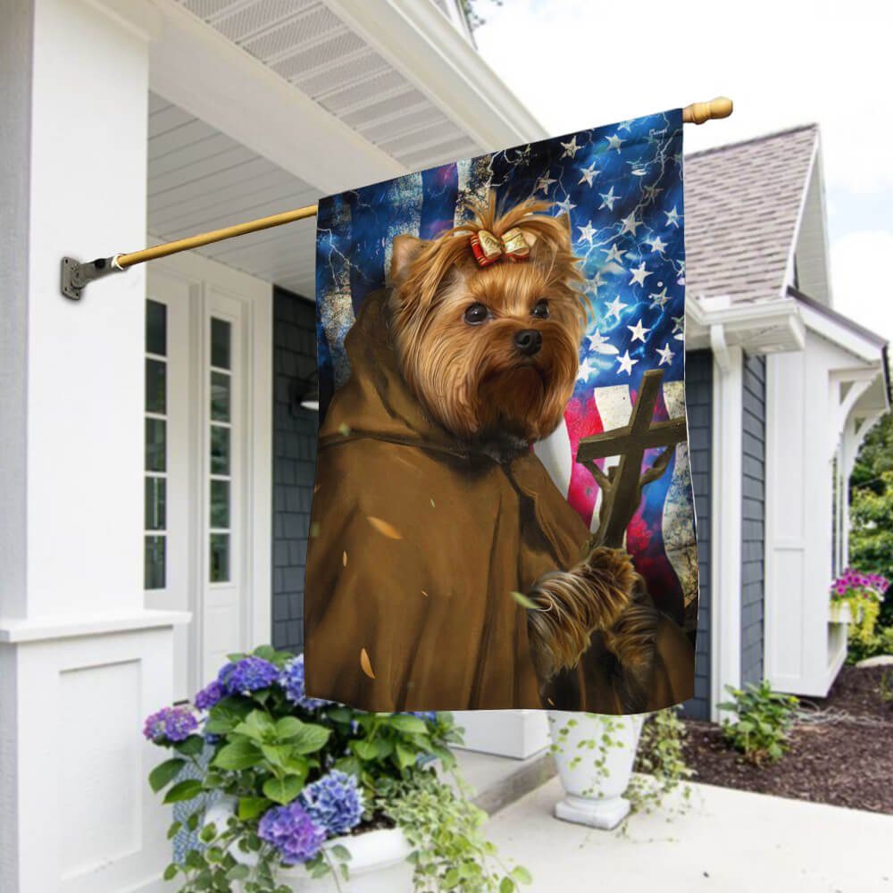 Yorkshire Terrier Dog Pastor Flag Pray Believe LNT38F