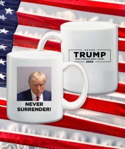 Trump Never Surrender White Coffee Mug