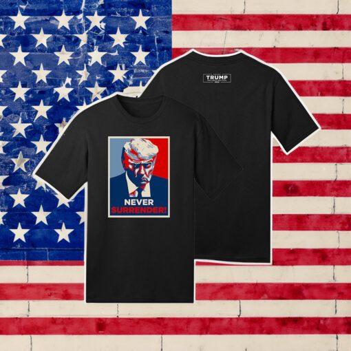 New Trump Never Surrender Black Cotton T-Shirt