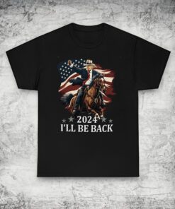 Trump 2024 Riding a Horse with The American Flag T Shirt