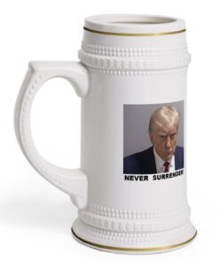 Trump Never Surrender Beer Stein Mug Left
