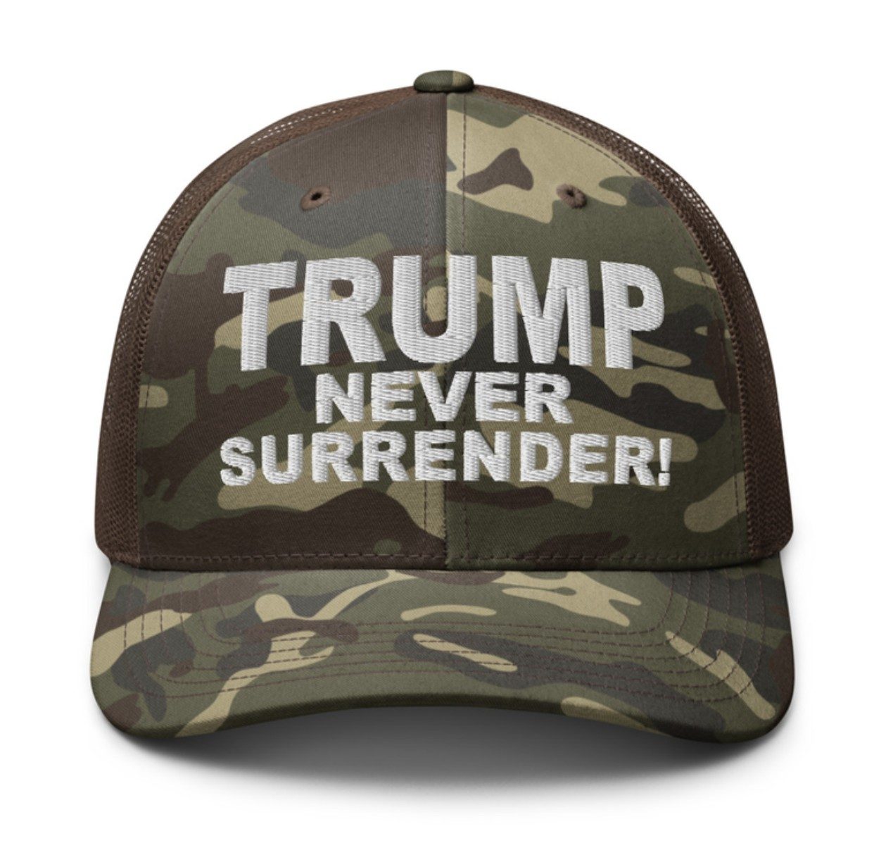 Trump Never Surrender Camouflage Trucker Hat